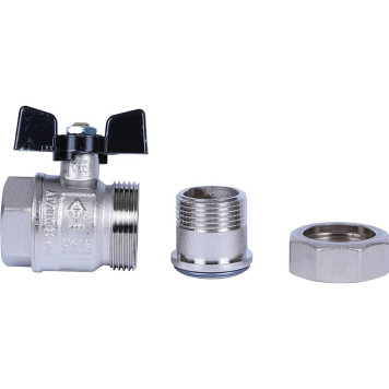 Шаровой кран BUGATTI New Jersey с полусгоном 1& (ручка-бабочка) внутренняя-наружная резьба-10