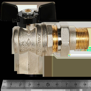 Шаровой кран BUGATTI Oregon с полусгоном и ручкой-бабочкой, внутренняя и наружная резьба 3/4&-2