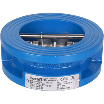 Клапан обратный Tecofi PN16 CB3448N-EP0065 с двухстворчатыми створками и уплотнением EPDM-4