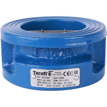 Клапан обратный Tecofi CB3448N-EP0040 2/ств чугун Ду40 Ру16 межфланцевый ст/чуг T=110-5
