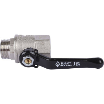 Шаровой кран BUGATTI New Jersey с ручкой-рычагом из алюминия и внутренней наружной резьбой 3/4&-4