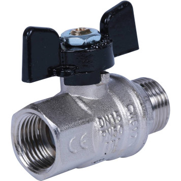 Кран шаровой BUGATTI New Jersey с ручкой-бабочкой, внутренняя наружная резьба 1/2&-1