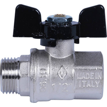 Кран шаровой BUGATTI New Jersey с ручкой-бабочкой, внутренняя наружная резьба 1/2&-3