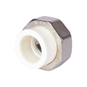 Муфта комбинированная Pro Aqua d=25-3/4 PP-R разъемная (американка) УСИЛЕННАЯ ВР Белая (PA20014S)