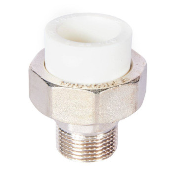 Муфта комбинированная Pro Aqua d=25-3/4 PP-R разъемная (американка) УСИЛЕННАЯ НР Белая (PA21014S)-1