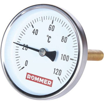 Термометр биметаллический ROMMER 80 мм 120 градусов с погружной гильзой 100 мм 1/2 (RIM-0001-801015)