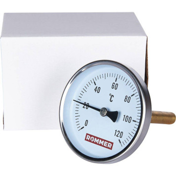 Термометр биметаллический ROMMER 80 мм 120 градусов с погружной гильзой 100 мм 1/2 (RIM-0001-801015)-5
