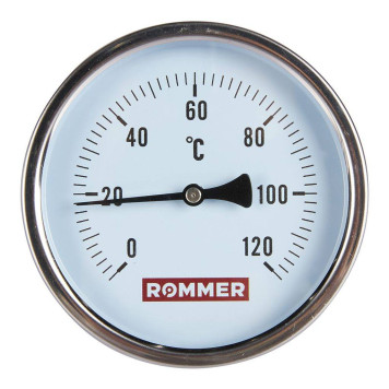 Термометр биметаллический ROMMER 100 мм 120 градусов с погружной гильзой 100 мм 1/2 (RIM-0001-101015)