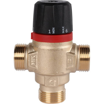 ROMMER RVM-0121-164320 Термостатический смесительный клапан для систем отопления и ГВС 3/4  НР 20-43°С KV 1,6 (боковое смешивание) (RVM-0121-164320)-1