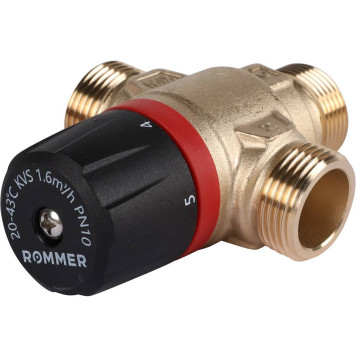 ROMMER RVM-0121-164320 Термостатический смесительный клапан для систем отопления и ГВС 3/4  НР 20-43°С KV 1,6 (боковое смешивание) (RVM-0121-164320)-4