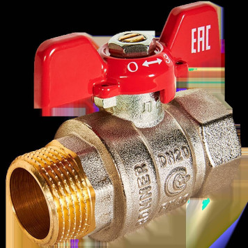 Кран шаровой ROMMER ВР/НР, ручка бабочка 3/4 (RBV-0004-2210220)