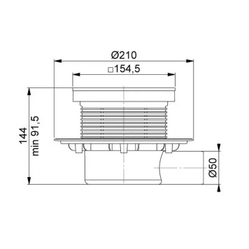Трап BETTOSERB 15х15 Simply Perfect с мультисифоном, горизонтальный выпуск (13000088B)-1