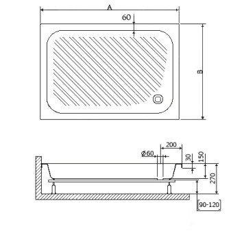 Душевой поддон прямоугольный RGW B/CL-S 900x1200-8