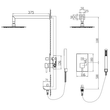 Душевая система скрытого монтажа RGW SP-54-5