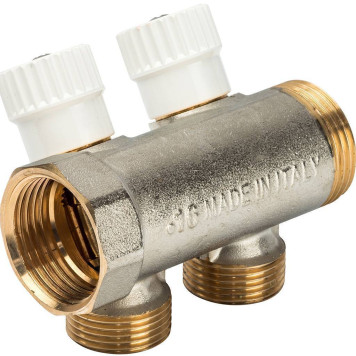 Коллектор LUXOR 2-х ходовой с перекрывающими кранами CP 452 (G1xG3/4 EK)