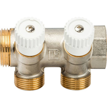 Коллектор LUXOR 2-х ходовой с перекрывающими кранами CP 452 (G1xG3/4 EK)-2