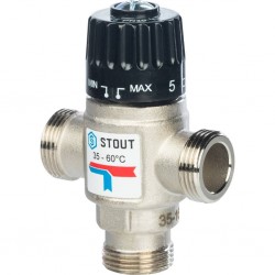 Термостатический смесительный клапан STOUT для систем отопления и ГВС 3/4 НР 35-60°С KV 1,6
