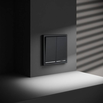 Выключатель двухклавишный с подсветкой без рамки Voltum S70 VLS020207-5
