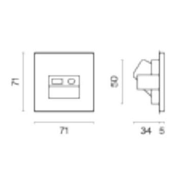 ТВ-розетка и розетка Ethernet RJ-45 без рамки Voltum S70 VLS060703-7
