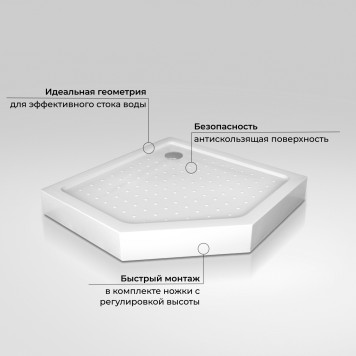 Душевой поддон трапеция RGW LUX/TN-TR (Литой экран) 900x900-8