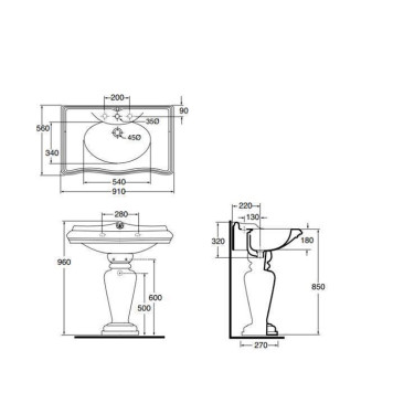 Azzurra Jubilaeum Раковина 90x56xH32 см, 1 отв., цвет: Bianco lucido-4