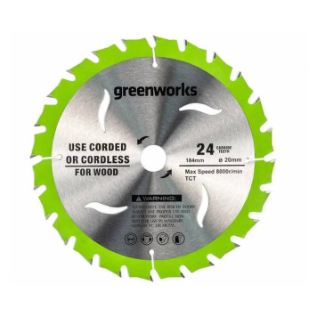 Диск пильный по дереву Greenworks 184x1.75/1.13x20мм 24T