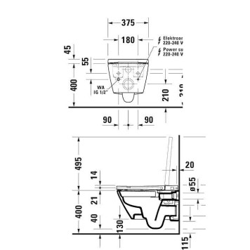 Duravit D-Neo Крышка Sensowash с возможностью подключения автосмыва-1