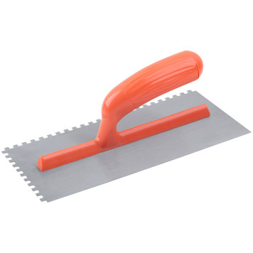 Гладилка стальная с пластиковой ручкой, 280х130 мм зубчатая, зуб 6х6 мм-1