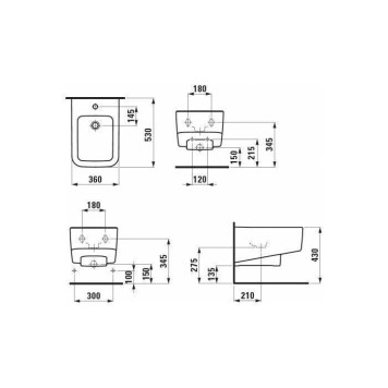 Laufen Pro S Биде подвесное 53x36x30 см, 1 отв. для смесителя, с переливом, цвет: белый-3