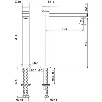 Kerama Marazzi Futura Cмеситель для раковины, на 1 отв., высокий, цвет: черный матовый-1