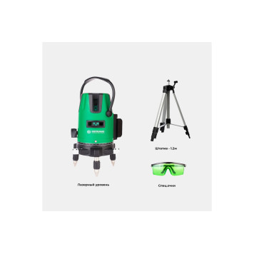 Комплект Лазерный уровень INSTRUMAX Constructor 4D GREEN+Штатив телескопический с резьбой 1/4 (5/8) дюйма INSTRUMAX TR-120-5