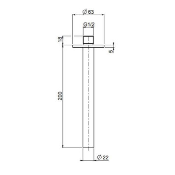 QuadroDesign Держатель верхнего душа, потолочный 20см., цвет: brushed stainless steel-1