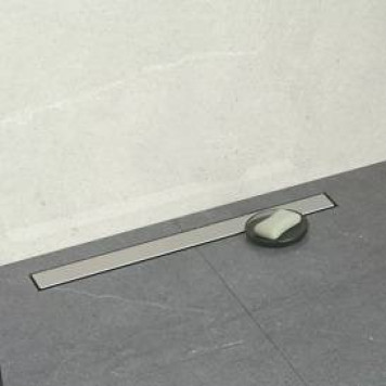 Душевой лоток BETTOSERB Frameless 850 ; Дизайн-вставка двухсторонняя (металл без перфорации матовый хром / полая под плитку) Система отвода вторичного конденсата Минимальная высота монтажа 65 мм Пропускная способность до 100 л/мин с гидрозатвором , до