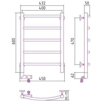 Сунержа Галант 2.0 Полотенцесушитель электрический 40x60h, лев., цвет: без покрытия 00-5200-6040-1
