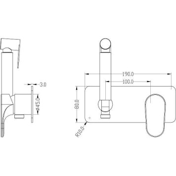 Boheme Spectre Встраиваемый гигиенический душ, цвет: gold 457-G-1