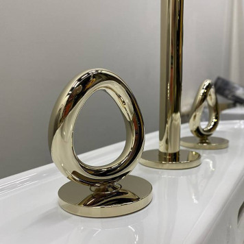 THG Collection O Смеситель для раковины, 3 отв., с донным клапаном, цвет: Soft gold-4