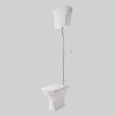 Artceram CIVITAS Унитаз 36х54см., с высоким бачком и трубой хром, с механизмом с цепочкой и ручкой, с сиденьем, микролифт, цвет: белый. HEA006 71,  CIV002 01 00,  CIC006 01 00