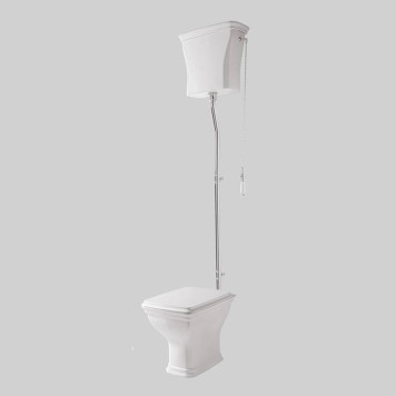Artceram CIVITAS Унитаз 36х54см., с высоким бачком и трубой хром, с механизмом с цепочкой и ручкой, с сиденьем, микролифт, цвет: белый. HEA006 71, CIV002 01 00, CIC006 01 00