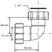 Отвод McAlpine на 90 1 1/4 х 32 мм компрессионный