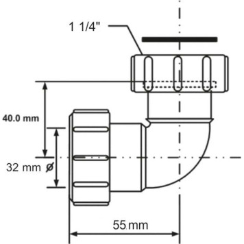 Отвод McAlpine на 90 1 1/4 х 32 мм компрессионный