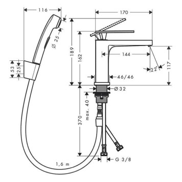 Hansgrohe Tecturis E Смеситель для раковины, на 1 отв., с ручной лейкой, цвет: хром. 73210000-1