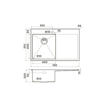 Omoikiri Akisame 78-L-LG Кухонная мойка нерж. сталь 78x51 см, цвет: светлое золото 4973085-1