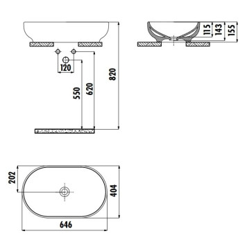 Раковина на столешницу 40*65 см Minimal цв. белый MN165-00CB00E-0000