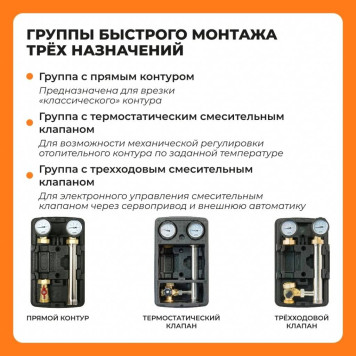 Насосная группа быстрого монтажа ZOTA с прямым контуром без насоса 1-3