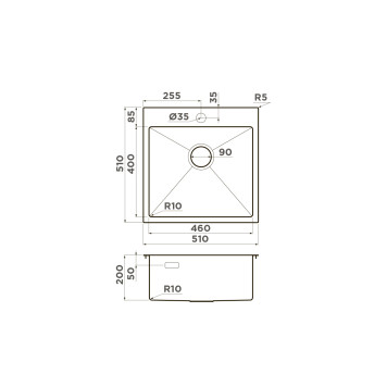 Omoikiri Akisame 51-GB Кухонная мойка нерж. сталь 51x51 см, цвет: графит 4997013-1