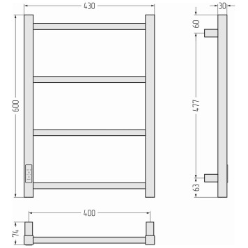 Стилье Формат 26 Полотенцесушитель электрический 43x7,4x60h см, цвет: черный 31527-6040-3
