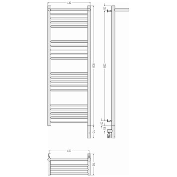 Сунержа Богема 3.0 с 1 п. Полотенцесушитель электр. 40x120h см, правое, мат. черный 31-5807-1240-3