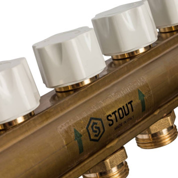 Распределительный коллектор STOUT из латуни 7 выходов без расходомеров.-6