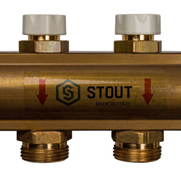 Распределительный коллектор STOUT из латуни без расходомеров на 8 выходов.-3