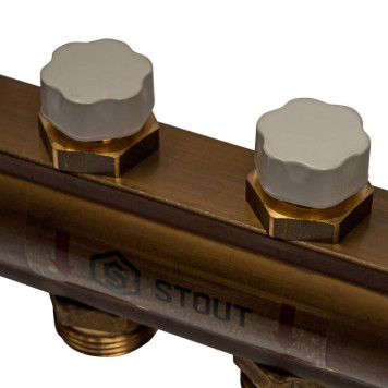 Распределительный коллектор STOUT из латуни без расходомеров на 8 выходов.-6